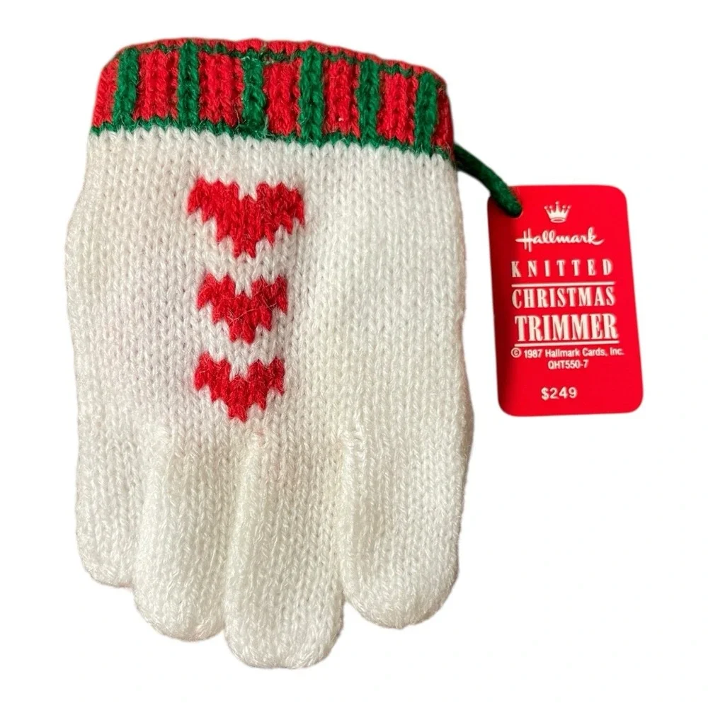 Hallmark Knitted‎ Christmas Trimmer White Glove Ornament